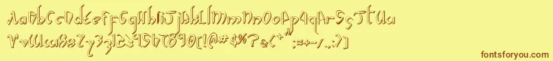 フォントXaphanIiShadow – 茶色の文字が黄色の背景にあります。