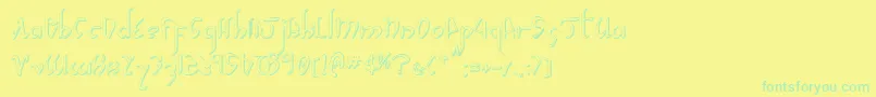 フォントXaphanIiShadow – 黄色い背景に緑の文字