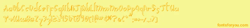 フォントXaphanIiShadow – オレンジの文字が黄色の背景にあります。