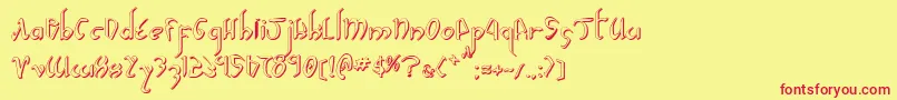 XaphanIiShadow-fontti – punaiset fontit keltaisella taustalla