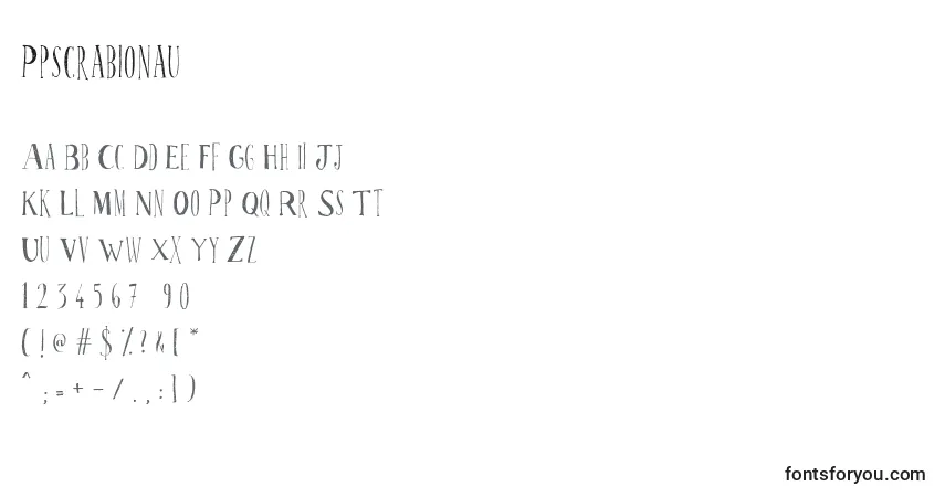Czcionka Ppscrabionau – alfabet, cyfry, specjalne znaki