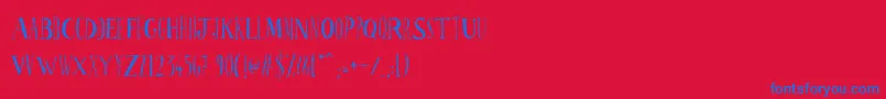 Ppscrabionau-Schriftart – Blaue Schriften auf rotem Hintergrund