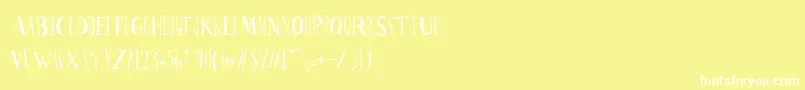 Ppscrabionau-Schriftart – Weiße Schriften auf gelbem Hintergrund