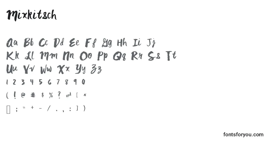 A fonte Mixkitsch – alfabeto, números, caracteres especiais