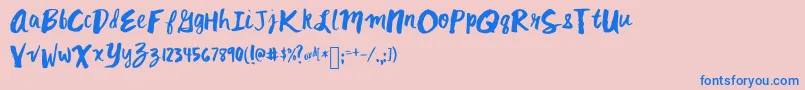 フォントMixkitsch – ピンクの背景に青い文字