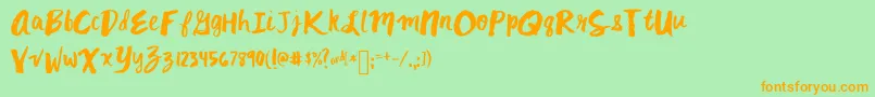 Mixkitsch-Schriftart – Orangefarbene Schriften auf grünem Hintergrund