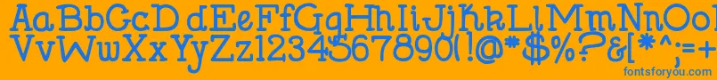 DjbHollySerifBold-Schriftart – Blaue Schriften auf orangefarbenem Hintergrund