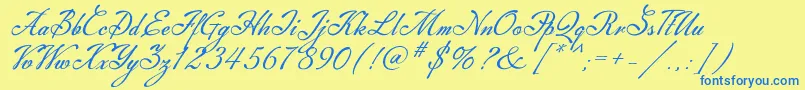 Machia Font – Blue Fonts on Yellow Background