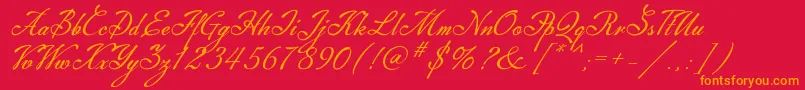 Machia-Schriftart – Orangefarbene Schriften auf rotem Hintergrund