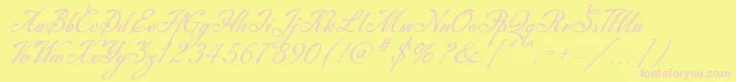 Machia Font – Pink Fonts on Yellow Background