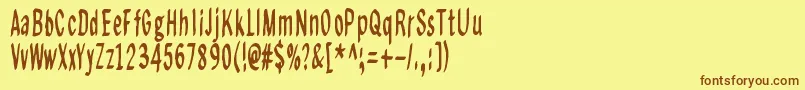 フォントRegurgance – 茶色の文字が黄色の背景にあります。