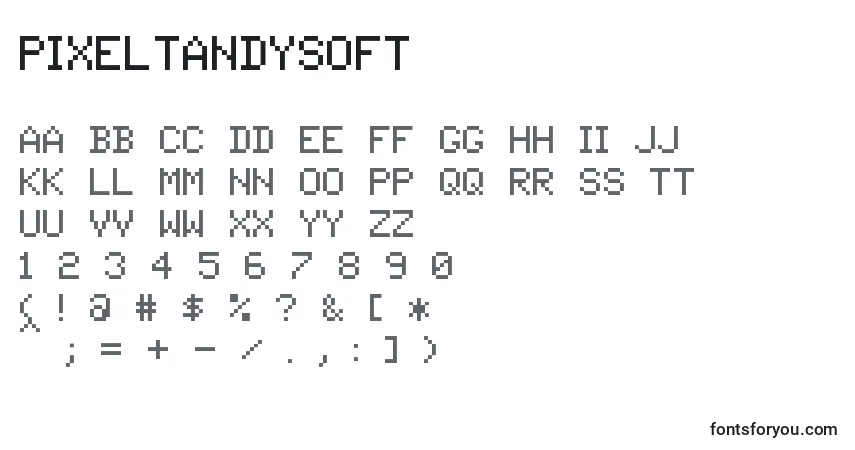 A fonte PixelTandysoft – alfabeto, números, caracteres especiais