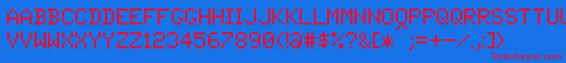 PixelTandysoft Font – Red Fonts on Blue Background