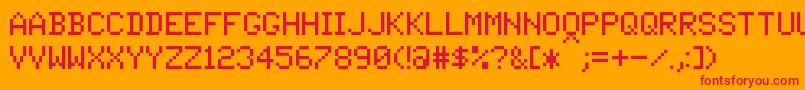 Fonte PixelTandysoft – fontes vermelhas em um fundo laranja