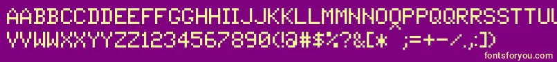 Czcionka PixelTandysoft – żółte czcionki na fioletowym tle