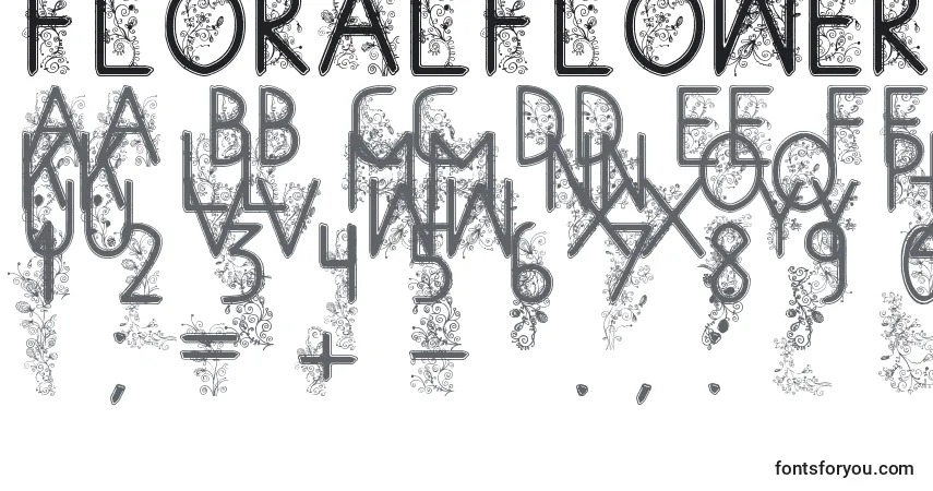 Czcionka FloralFlower – alfabet, cyfry, specjalne znaki