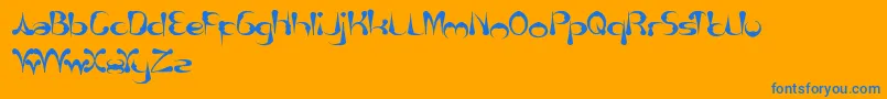 Thursday-Schriftart – Blaue Schriften auf orangefarbenem Hintergrund