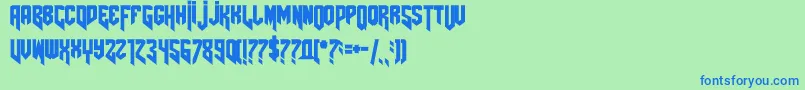Amazdoomright2-fontti – siniset fontit vihreällä taustalla