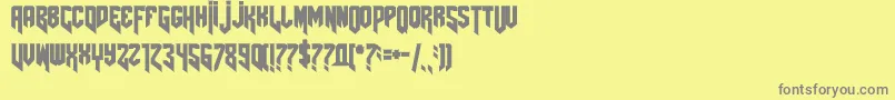 Amazdoomright2-fontti – harmaat kirjasimet keltaisella taustalla
