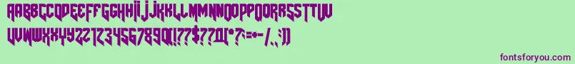 フォントAmazdoomright2 – 緑の背景に紫のフォント
