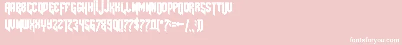 Amazdoomright2-Schriftart – Weiße Schriften auf rosa Hintergrund