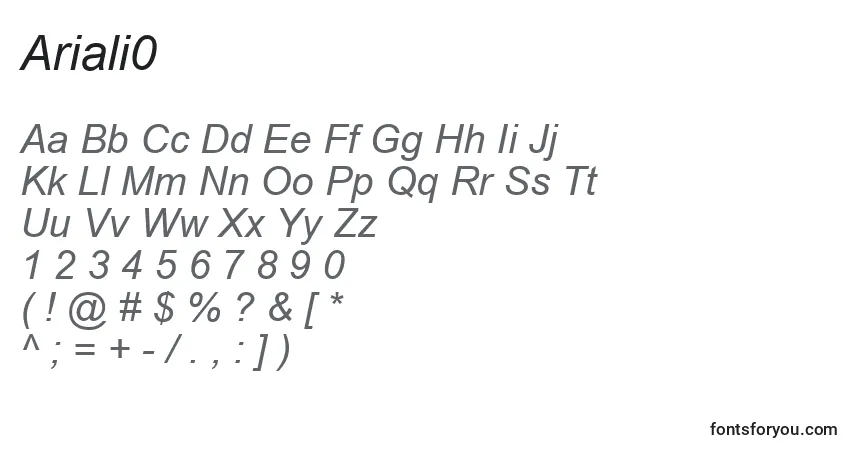 Ariali0フォント–アルファベット、数字、特殊文字
