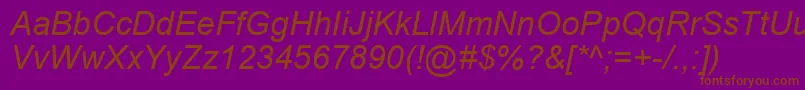 Ariali0-fontti – ruskeat fontit violetilla taustalla