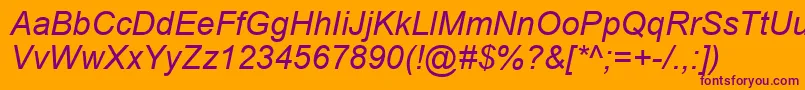 Ariali0 Font – Purple Fonts on Orange Background