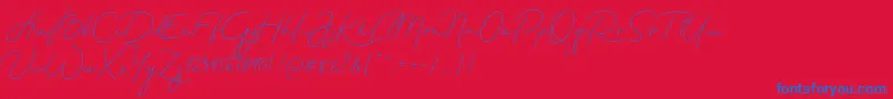フォントMadeTheartistScriptPersonalUse – 赤い背景に青い文字