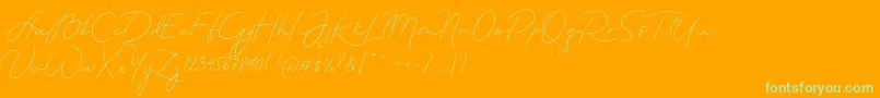 MadeTheartistScriptPersonalUse-Schriftart – Grüne Schriften auf orangefarbenem Hintergrund