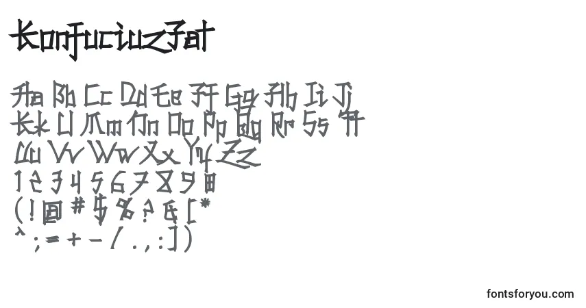 KonfuciuzFat-fontti – aakkoset, numerot, erikoismerkit