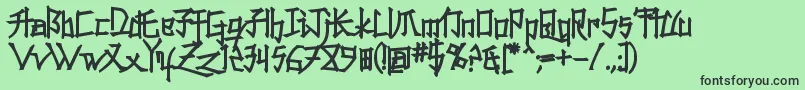 KonfuciuzFat-fontti – mustat fontit vihreällä taustalla