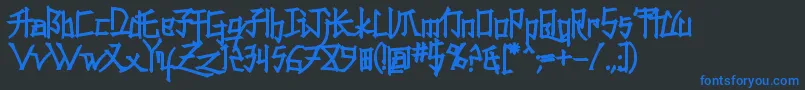 KonfuciuzFat-fontti – siniset fontit mustalla taustalla
