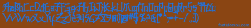 KonfuciuzFat-fontti – siniset fontit ruskealla taustalla
