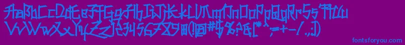 KonfuciuzFat-fontti – siniset fontit violetilla taustalla