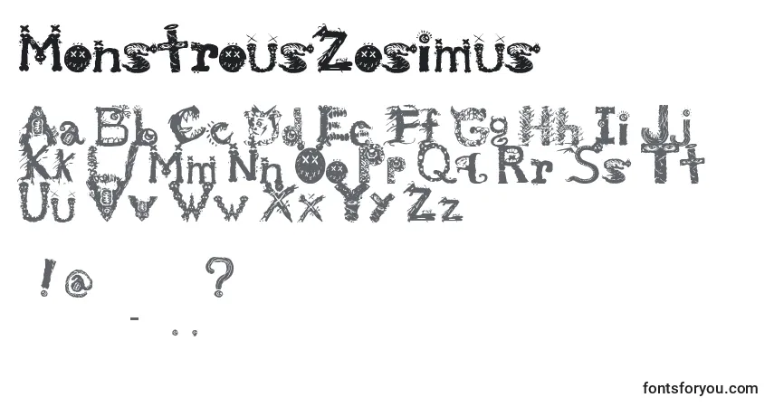 Fuente MonstrousZosimus - alfabeto, números, caracteres especiales