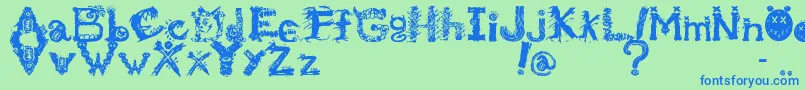 MonstrousZosimus Font – Blue Fonts on Green Background