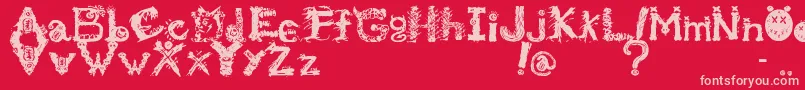 MonstrousZosimus-Schriftart – Rosa Schriften auf rotem Hintergrund