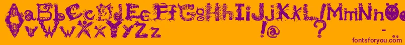 MonstrousZosimus-fontti – violetit fontit oranssilla taustalla
