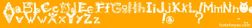 MonstrousZosimus-Schriftart – Weiße Schriften auf orangefarbenem Hintergrund