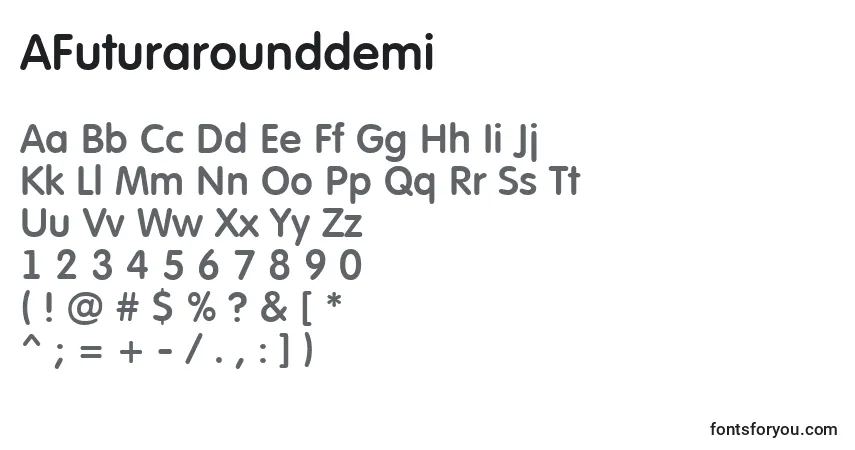 Шрифт AFuturarounddemi – алфавит, цифры, специальные символы