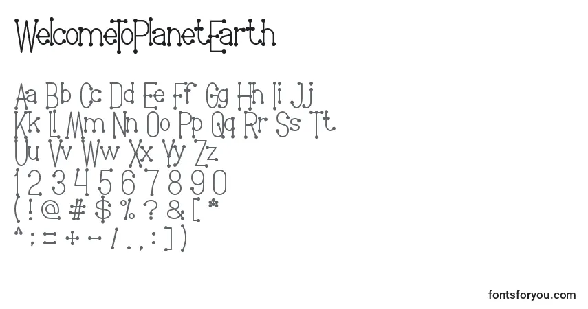 Czcionka WelcomeToPlanetEarth – alfabet, cyfry, specjalne znaki