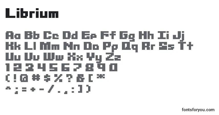 Czcionka Librium – alfabet, cyfry, specjalne znaki