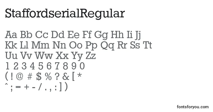 A fonte StaffordserialRegular – alfabeto, números, caracteres especiais