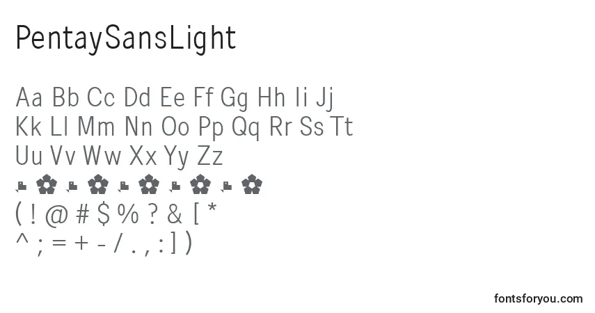 Шрифт PentaySansLight – алфавит, цифры, специальные символы