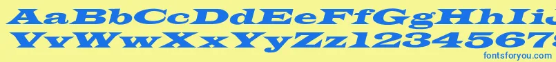 Czcionka LatinWideextoblNormal – niebieskie czcionki na żółtym tle