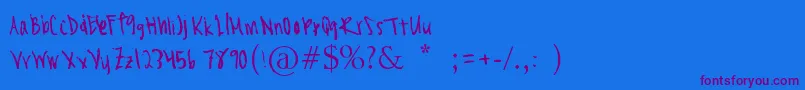 AsianGirl-Schriftart – Violette Schriften auf blauem Hintergrund