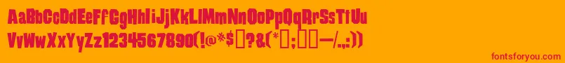 Damag ffy-Schriftart – Rote Schriften auf orangefarbenem Hintergrund