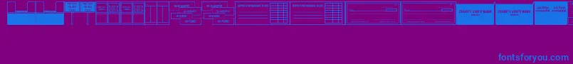 BankVisitJl-Schriftart – Blaue Schriften auf violettem Hintergrund