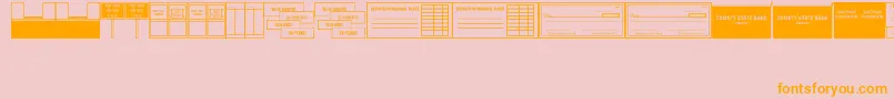 BankVisitJl-Schriftart – Orangefarbene Schriften auf rosa Hintergrund